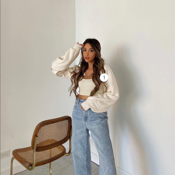 Bloggers Beige Knit gold Chain Arm warmer sleeve BLOGGER'S FAVE! - Picture 3 of 13